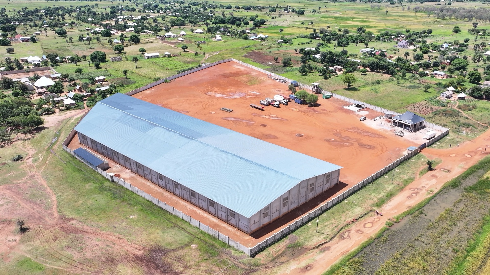 Warehouse and secure perimeter at Kahama Warehouse